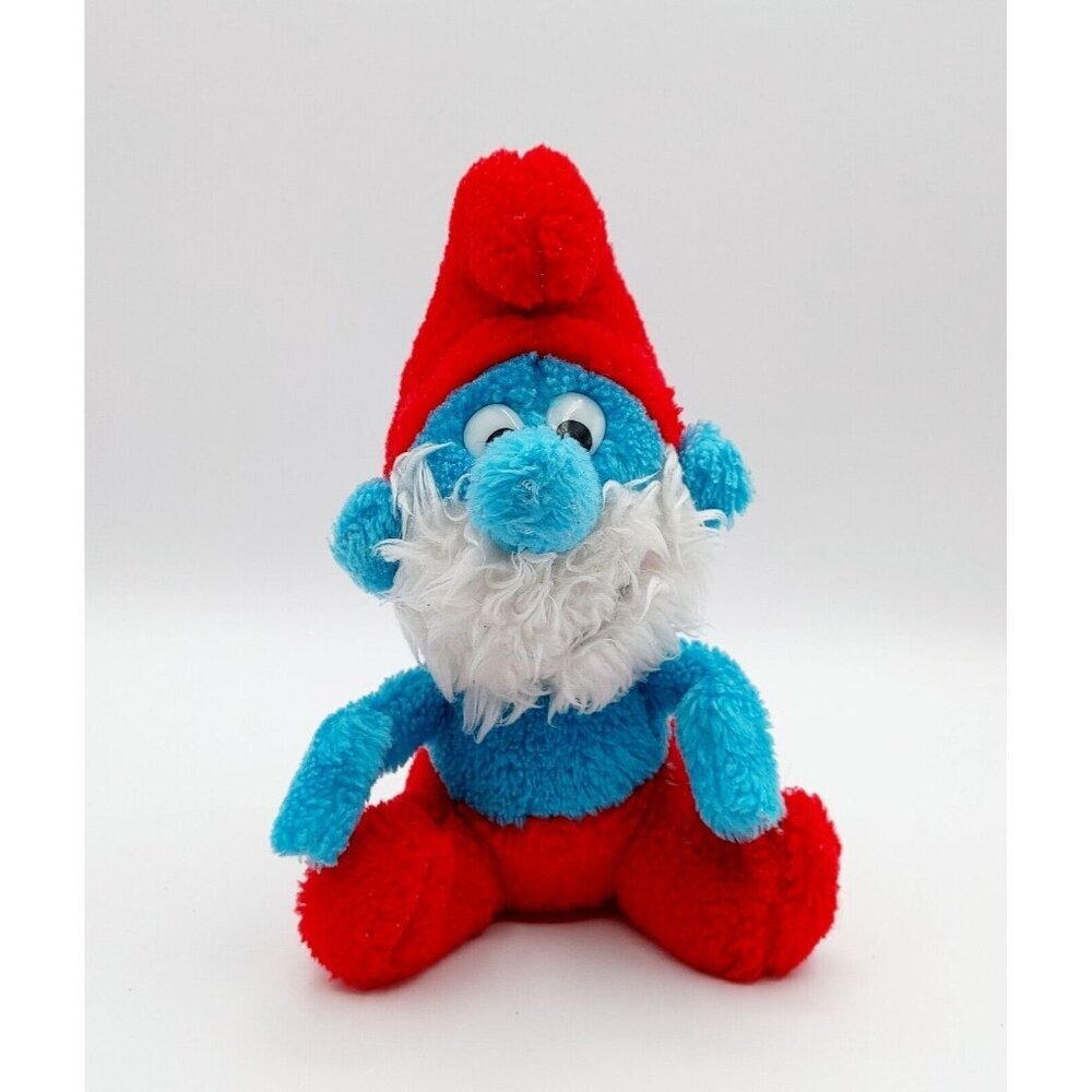Papa Smurf 8" Plush  Stuffed Toy Peyo Vintage 1981 Wallace Berrie & Co. Korea